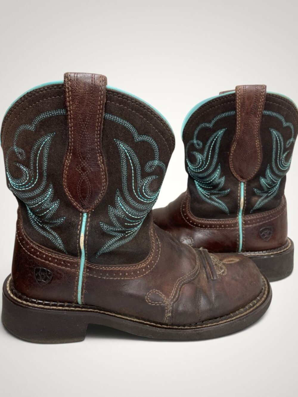 Ariat Fatbaby Heritage Dapper Brown Turquoise Western leather Boots Women's 7 B